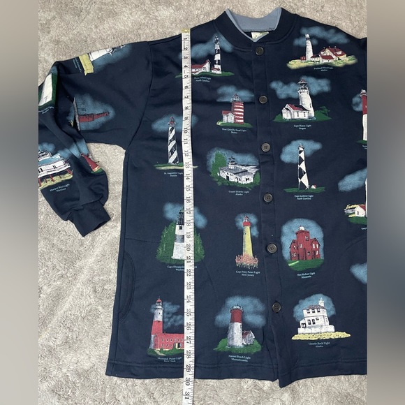 Vintage Lights of the United States Button Down Sweater Art Unlimited Size XL - Picture 3 of 11